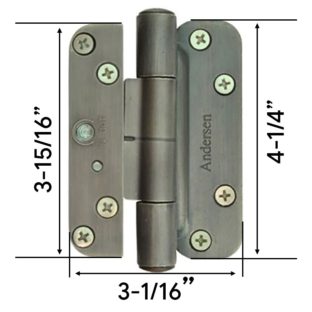 Andersen Single Hinge, Left Hand (2005-Present) - Distressed Nickel