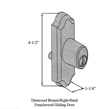 Andersen Window - Frenchwood Gliding Door - Lock Assembly, Encino - RH - Distressed Bronze