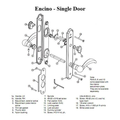 Andersen Encino Hardware Kit, Active Single Door - Distressed Nickel