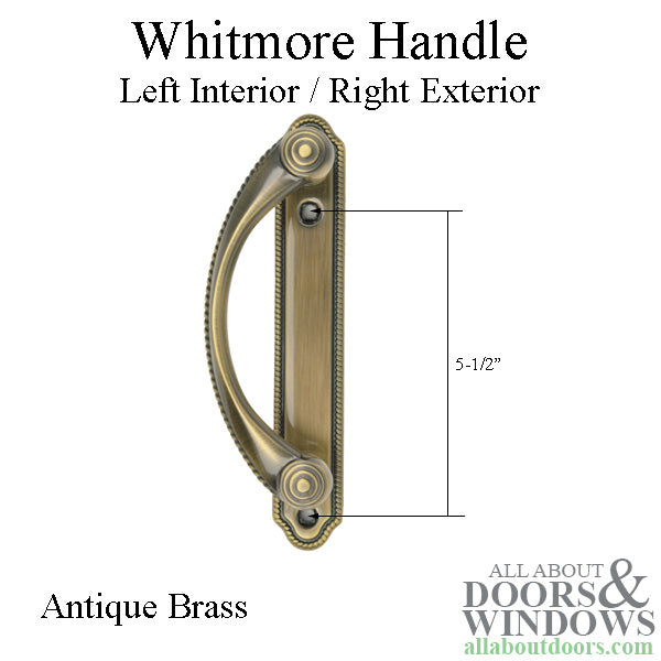 Andersen Whitmore Gliding Door Handle - Left Interior/Right Exterior - Antique Brass