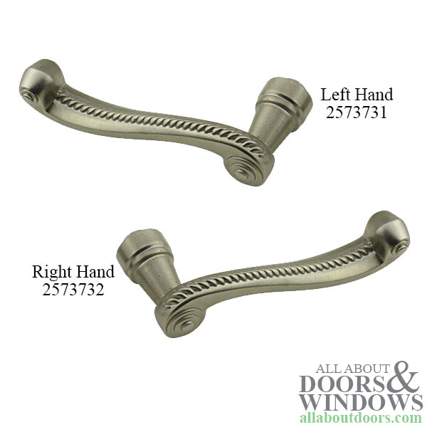 Andersen Hinged Door Lever Handle, Whitmore, Right Hand - Satin Nickel