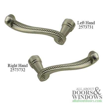 Andersen Hinged Door Lever Handle, Whitmore, Right Hand - Satin Nickel