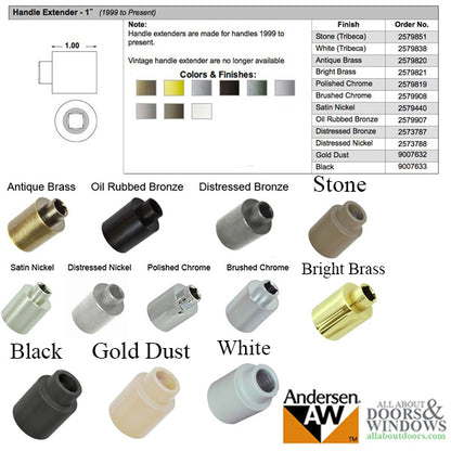 Andersen Handle Extension Kit, Extender and Spindle - Bright