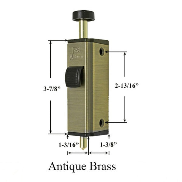 Andersen Auxiliary Foot Bolt Lock for Frenchwood Gliding Door - Antique Brass