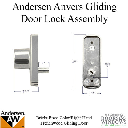 Andersen Window-Frenchwood Gliding Door-Keyed Lock, Anvers - RH - Bright Brass