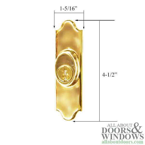Andersen Gliding Door Keyed Lock, Covington - RH, Bright Brass