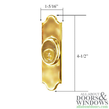 Andersen Gliding Door Keyed Lock, Covington - RH, Bright Brass
