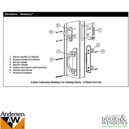 Andersen Frenchwood Gliding Door Lock, Newbury/Lock Assembly w/keys - Satin Nickel - LH