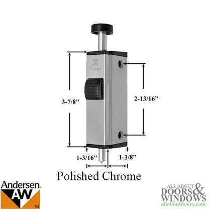 Andersen Auxiliary Foot Bolt Lock for Frenchwood Gliding Door - Polished Chrome