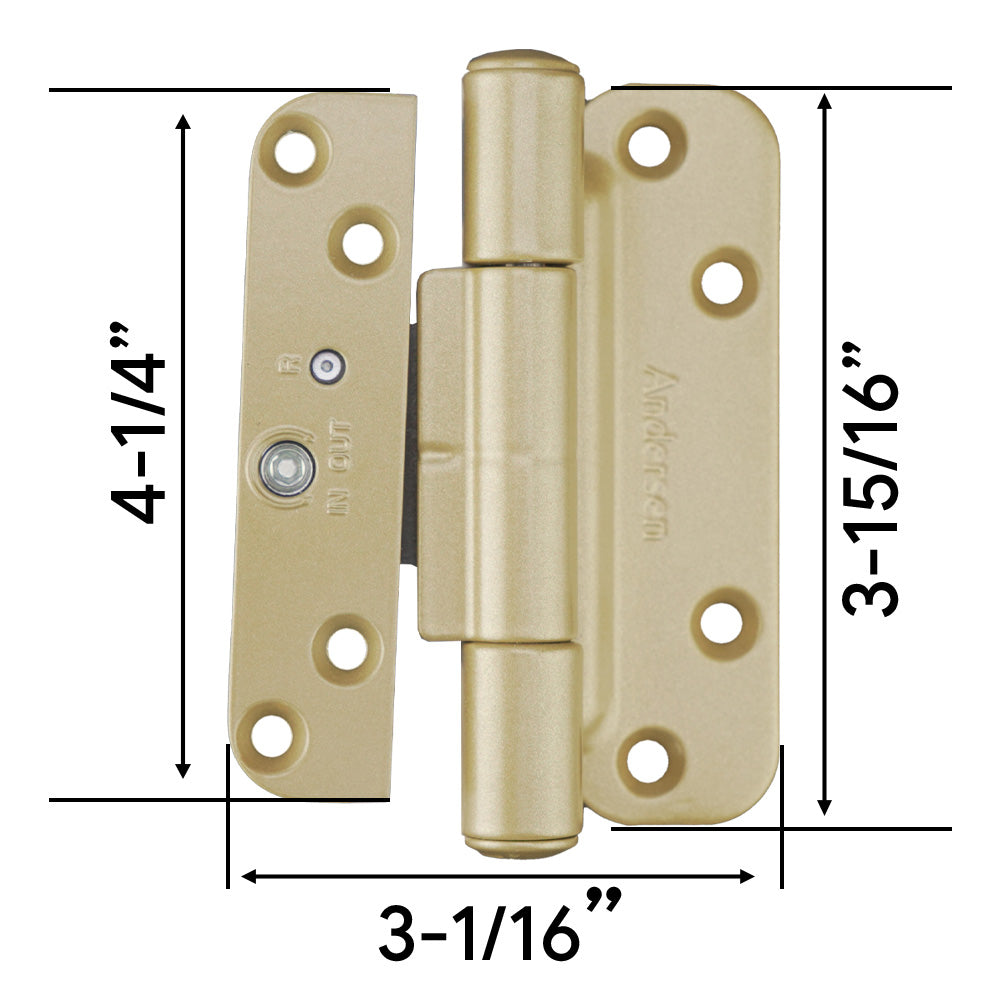 Andersen 2005-Present Hinge, Right Hand - Brassy Gold Tone