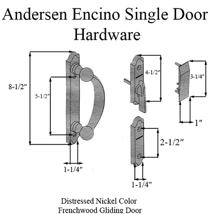 Andersen Frenchwood Gliding Door Trim Encino, 2 Panel Interior & Exterior - Distressed Nickel