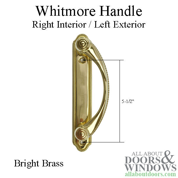 Andersen Whitmore Gliding Door Handle - Right Interior/Left Exterior - Bright Brass