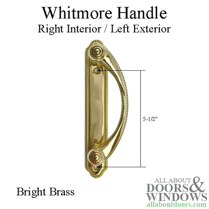 Andersen Whitmore Gliding Door Handle - Right Interior/Left Exterior - Bright Brass