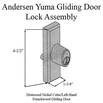 Andersen Frenchwood Gliding Door - Lock Assembly w/Keys, Yuma - Left Hand - Distressed Nickel