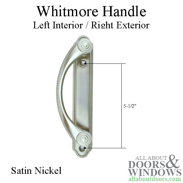 Andersen Whitmore Gliding Door Handle - Left Interior/Right Exterior - Satin Nickel