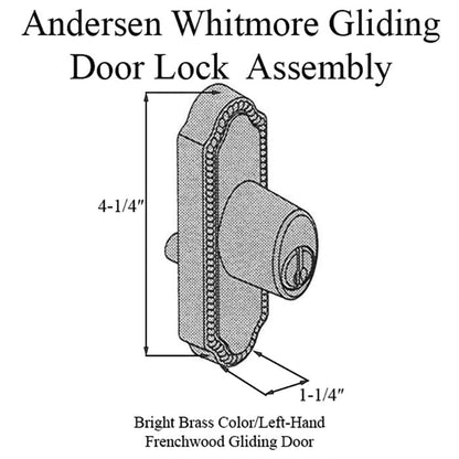 Andersen Gliding Door Keyed Lock - Left-Handed - Bright Brass Finish (1994 - Present)