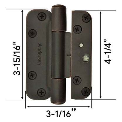 Andersen Single Hinge, Left Hand (2005-Present) - Distressed Bronze