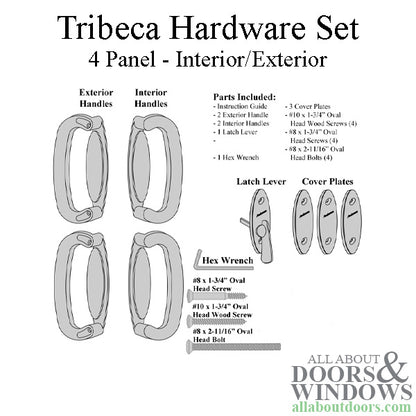 Andersen 4 Panel Gliding Door Tribeca Interior/Exterior Hardware Set - Stone