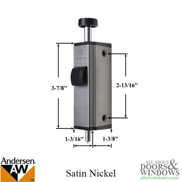 Andersen Auxiliary Foot Bolt Lock for Frenchwood Gliding Door - Brushed/Satin Nickel
