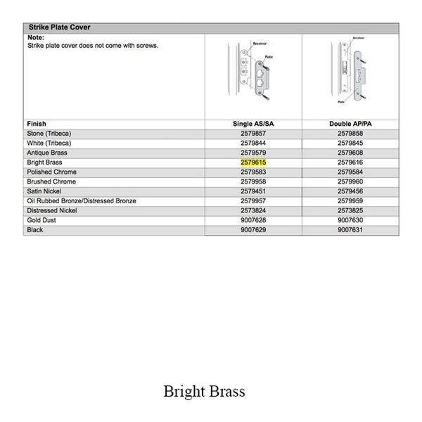 Andersen Strike Plate Cover, Active Door - Bright Brass
