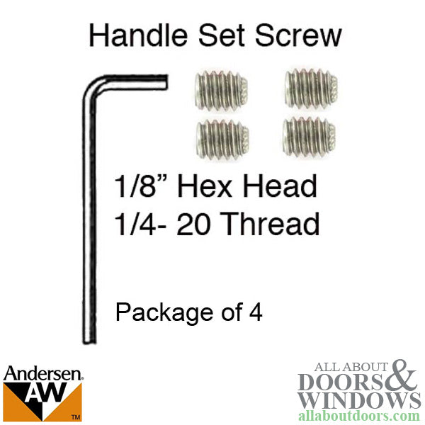 Set Screw w/ Wrench, 1/4-20 Thread, Andersen 1999-Present -