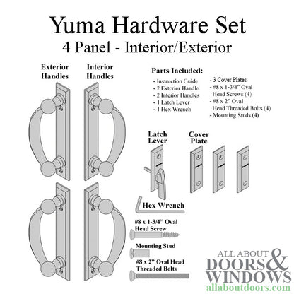 Andersen Yuma 4-Panel Gliding Door Interior/Exterior Trim Hardware Set - Distressed Bronze