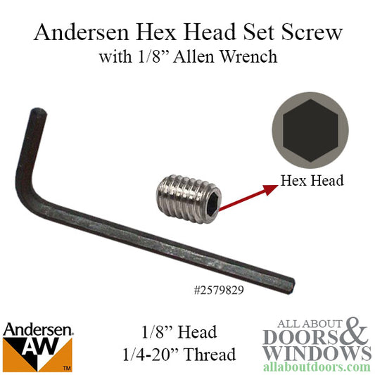 Set Screw w/ Wrench, 1/4-20 Thread, Andersen 1999-Present -