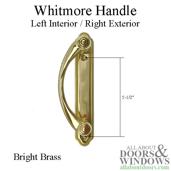Andersen Whitmore Gliding Door Handle - Left Interior/Right Exterior - Bright Brass