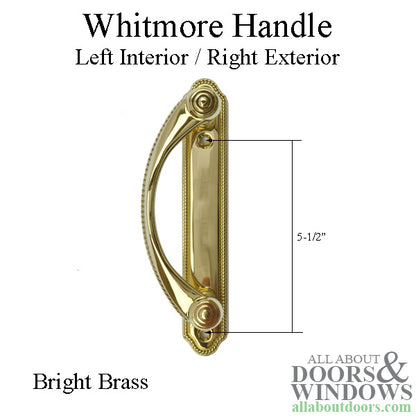 Andersen Whitmore Gliding Door Handle - Left Interior/Right Exterior - Bright Brass