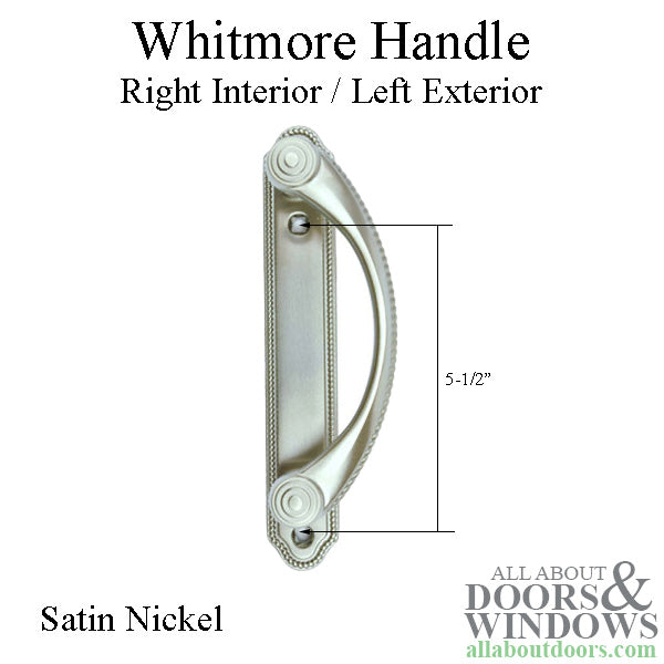 Andersen Whitmore Gliding Door Handle - Right Interior/Left Exterior - Satin Nickel
