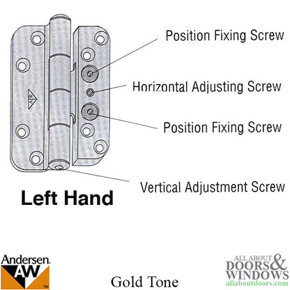 Discontinued - Andersen 1992-2005 Frenchwood door Hinge, Left Hand - Goldtone