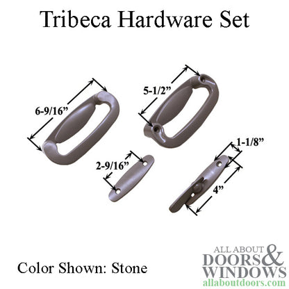 Andersen 4 Panel Gliding Door Tribeca Interior/Exterior Hardware Set - Stone