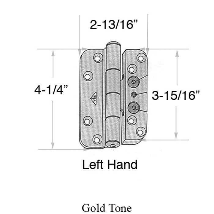Discontinued - Andersen 1992-2005 Frenchwood door Hinge, Left Hand - Goldtone