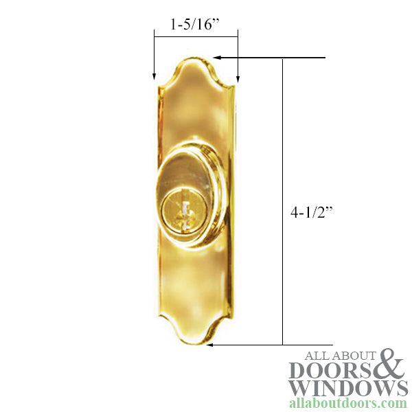 Andersen Gliding Door Keyed Lock, Covington - LH, Bright Brass
