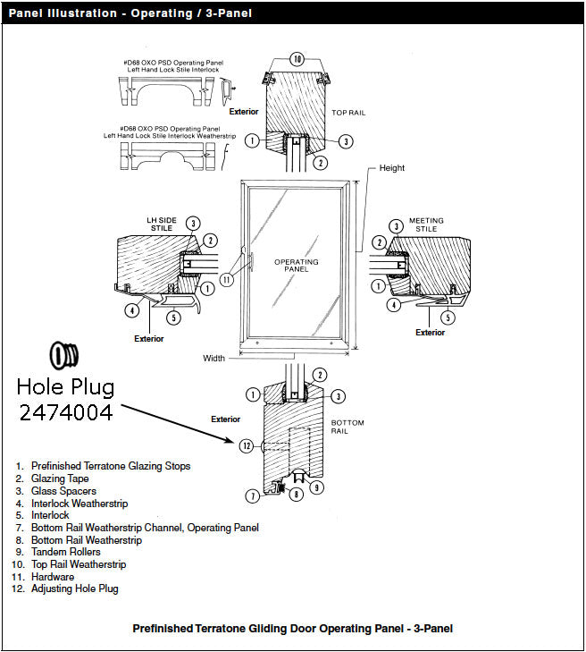 Hole Plug, Andersen PSII Gliding Doors - Tandem Roller Adjus