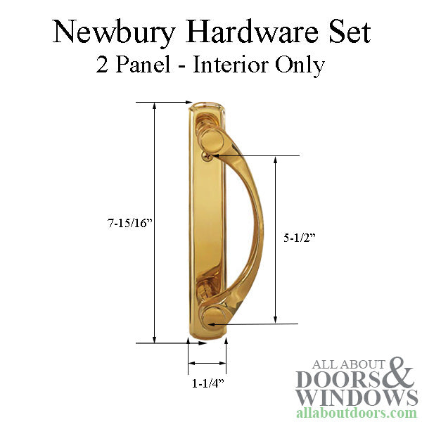 Andersen Newbury 2 Panel Gliding Door Trim Hardware, INTERIOR ONLY - Bright Brass