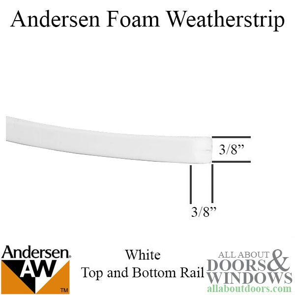 Andersen Weatherstrip, Narroline, Top and bottom rail foam -