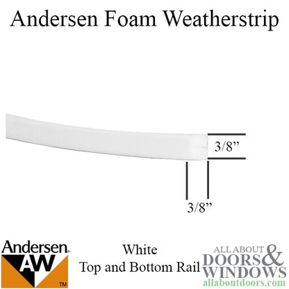 Andersen Weatherstrip, Narroline, Top and bottom rail foam -