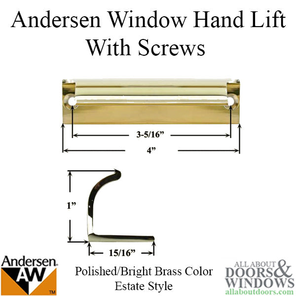 Andersen Estate Hand Lift, Tilt-Wash (DC) and Tilt-Wash (TW) Windows - Bright/Polished Brass