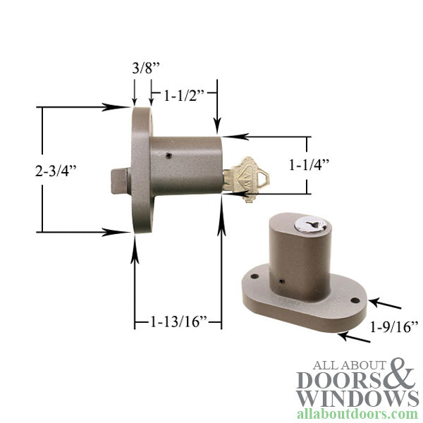 Andersen 3 Panel Door 5 Pin Lock with Keys - Stone