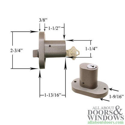Andersen 3 Panel Door 5 Pin Lock with Keys - Stone