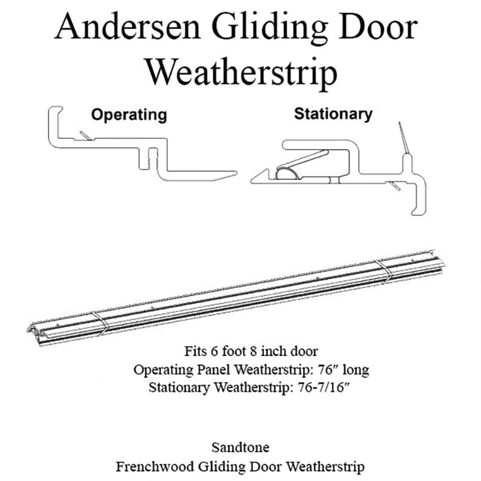 Andersen Frenchwood Gliding Door Complete Weatherstrip Set - 1990-Present, 6 ft 8 in, Sandtone