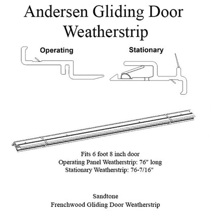 Andersen Frenchwood Gliding Door Complete Weatherstrip Set - 1990-Present, 6 ft 8 in, Sandtone