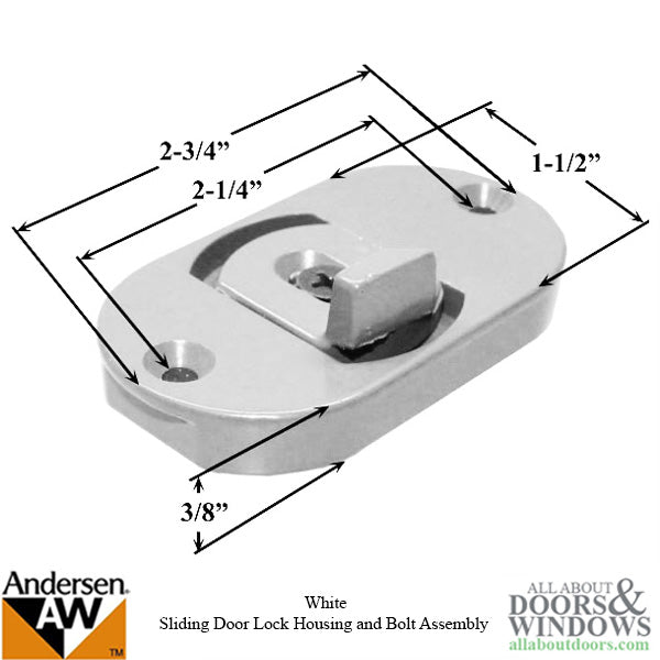 Andersen 3-Panel Door Lock Housing and Bolt Assembly - White