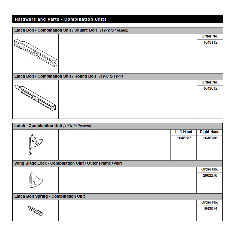 Knife Latch - Left Hand - Andersen Double Hung Windows, 1994 to Present