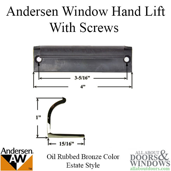 Andersen Tilt-Wash (DC) and (TW) Windows - Estate Hand Lifts w/Screws - Oil Rubbed Bronze