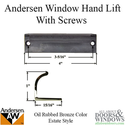 Andersen Tilt-Wash (DC) and (TW) Windows - Estate Hand Lifts w/Screws - Oil Rubbed Bronze