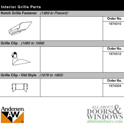 Andersen Grille Fastener, Old Style