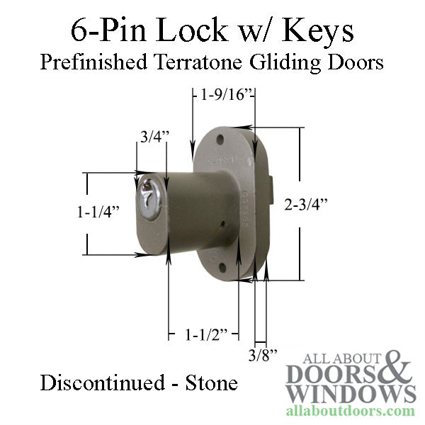 Andersen 3 Panel Prefinished Terratone 6 Pin Exterior Lock with Keys - Stone