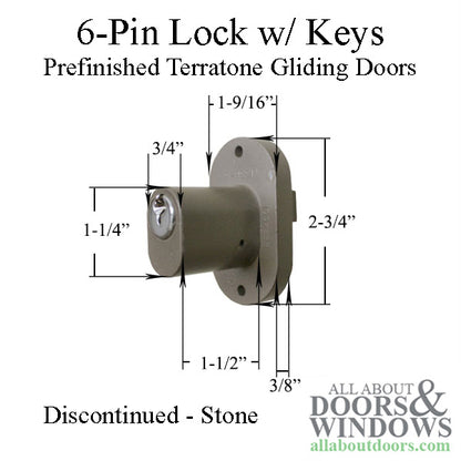 Andersen 3 Panel Prefinished Terratone 6 Pin Exterior Lock with Keys - Stone